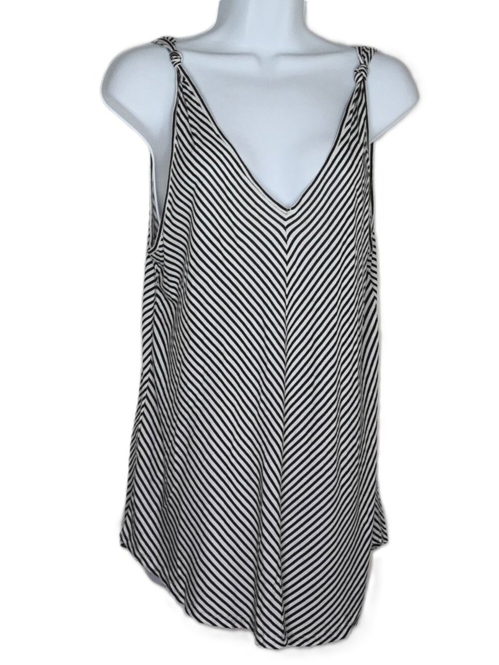 New LOFT Outlet Striped Top Sleeveless Knot Stretch V Neck Black & White NWOT S